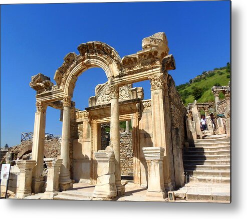 Hadrian's Temple Metal Print featuring the photograph Hadrian Temple Ephesus by Lou Ann Bagnall