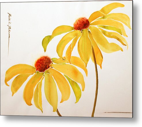Flower Metal Print featuring the painting Happy Flowers by Heidi E Nelson