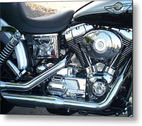 Motorcycles Metal Print featuring the photograph Harley Black and Silver Sideview by Anita Burgermeister