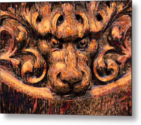 Abstract Lion Metal Print featuring the photograph Headboard 4 by Devalyn Marshall