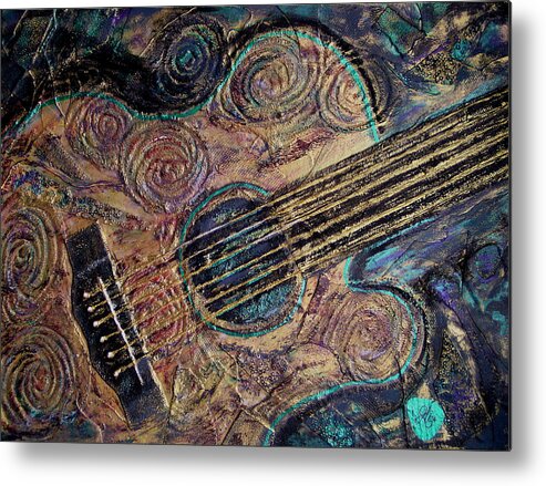 Guitar Metal Print featuring the mixed media Heart Strings by Gigi Dequanne