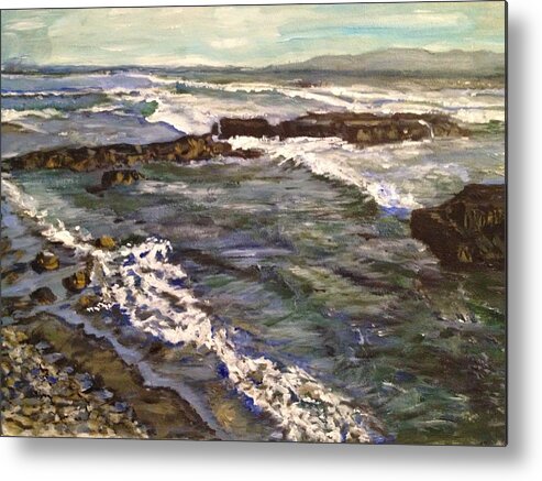 Sea Metal Print featuring the painting Here and Beyond by Belinda Low