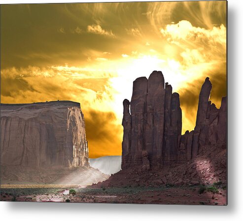 Monument Valley Metal Print featuring the photograph HIs Hand from the ground up by Randall Branham