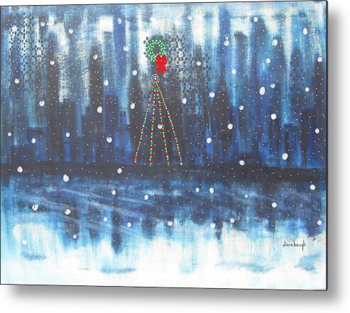 Christmas Metal Print featuring the painting Holiday Skyline by Diane Pape