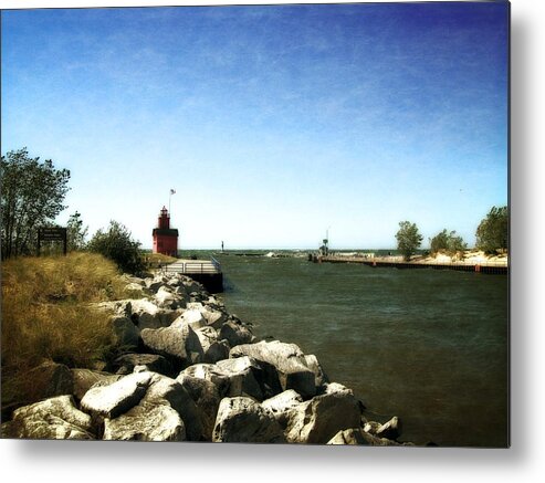 Lighthouse Metal Print featuring the photograph Holland Channel and Big Red by Michelle Calkins