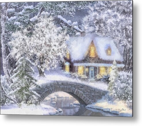 Home For The Holidays Metal Print featuring the painting Home for the Holidays by Mo T