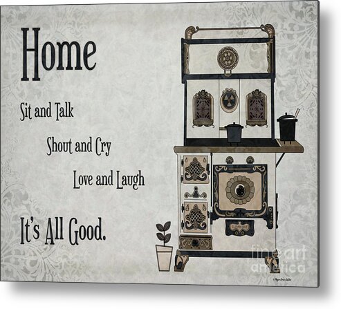 Antique Stove Art Metal Print featuring the digital art Home to Roost by Megan Dirsa-DuBois