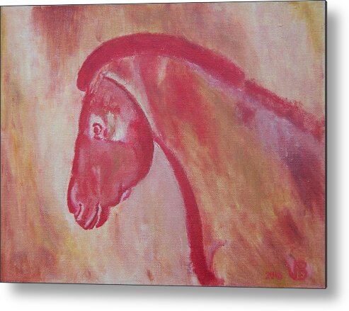 Prehistoric Metal Print featuring the painting Horse from Chauvet Cave by Vera Smith
