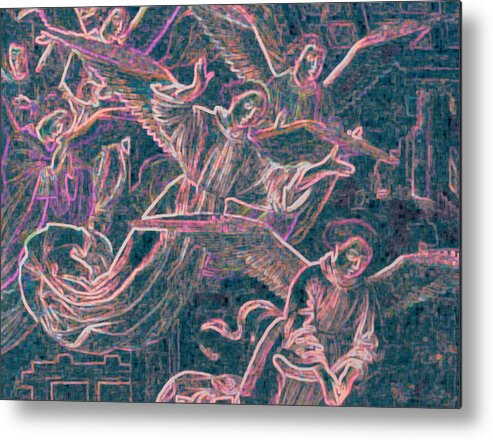 Angels Metal Print featuring the digital art Host of Angels pink by First Star Art