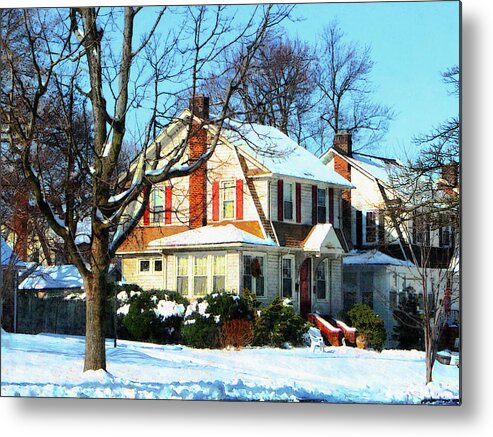 Winter Metal Print featuring the photograph House Down the Street in Winter by Susan Savad