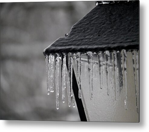 Icicle Metal Print featuring the photograph Icicles - Lamp Post 2 by Richard Reeve