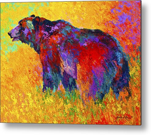 Bear Metal Print featuring the painting Into The Wind by Marion Rose