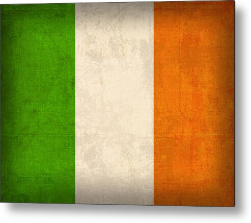 Ireland Flag Vintage Distressed Finish Dublin Irish Green Europe Luck Metal Print featuring the mixed media Ireland Flag Vintage Distressed Finish by Design Turnpike