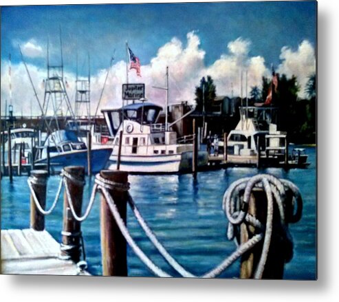 Harpoon Louies Jupiter Fl Metal Print featuring the painting Jupiter Marina No 2 by Philip Corley