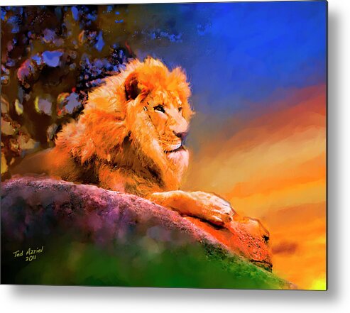 Lion Art Paintings Metal Print featuring the painting King Of The Jungle by Ted Azriel