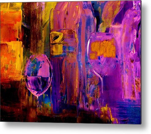 Wine Metal Print featuring the painting Wine Glass Ice Sculpture by Lisa Kaiser