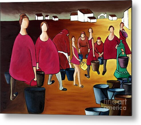 Group Of Women Metal Print featuring the painting Ladies In Red by William Cain
