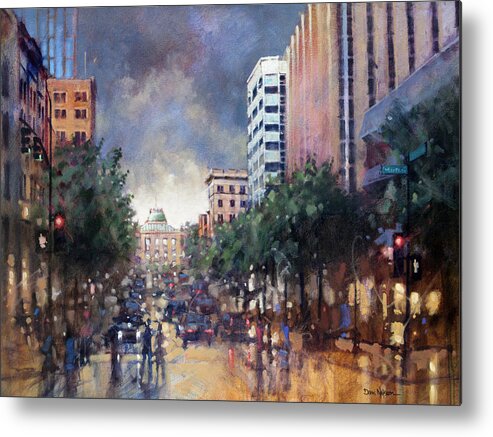 Raleigh Metal Print featuring the painting Late Friday Afternoon Showers by Dan Nelson
