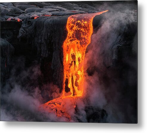 Kilauea Metal Print featuring the photograph Lava Flow Entering The Sea by Martin Rietze/science Photo Library