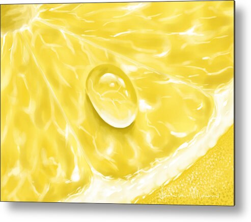 Digital Metal Print featuring the painting Lemon by Veronica Minozzi