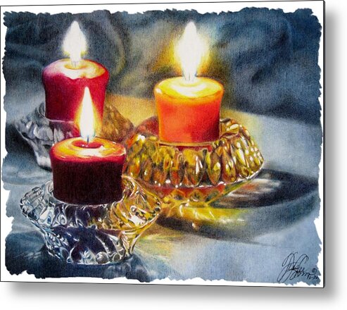 Candle Metal Print featuring the mixed media Let Your Light Shine by Tess Lee Miller