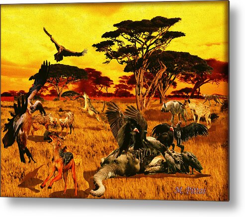 Elephant Metal Print featuring the digital art Lion Kill Morning After'98 by Michael Pittas