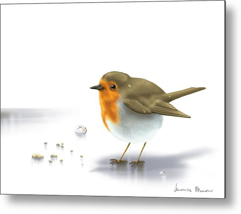 Digital Metal Print featuring the painting Little bird by Veronica Minozzi