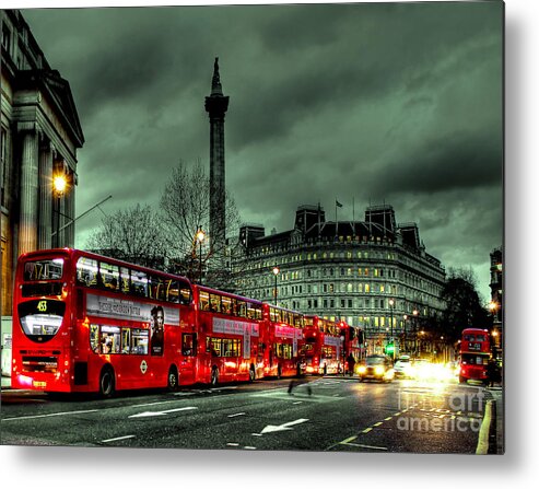 London Red Bus Metal Print featuring the photograph London Red buses and Routemaster by Jasna Buncic