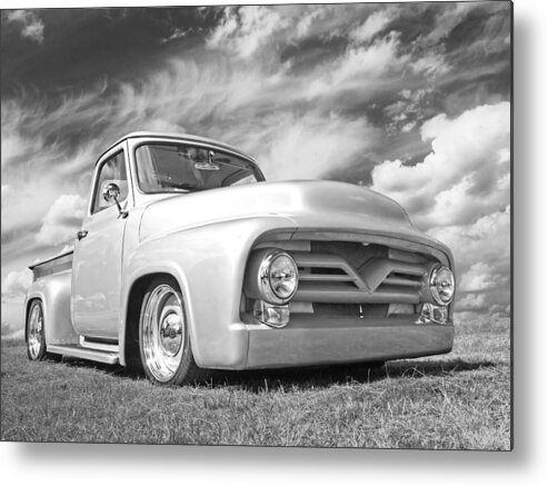 Ford F100 Metal Print featuring the photograph Long Hot Summer in Black and White by Gill Billington