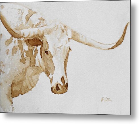 Coffee Metal Print featuring the painting Longhorn by Judy Fischer Walton