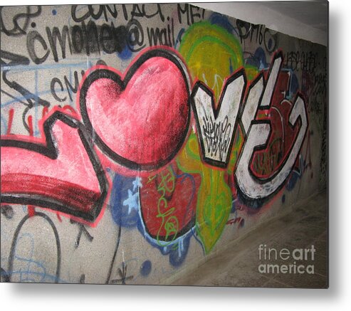 Graffity Metal Print featuring the photograph Love. Street graffiti by Ausra Huntington nee Paulauskaite