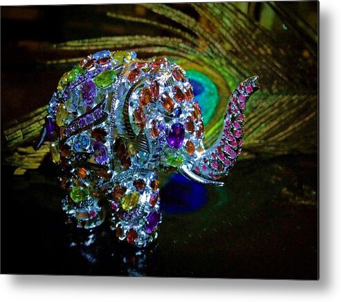 Lucky Jeweled Elephant Metal Print featuring the photograph Lucky Jeweled Elephant by Susan Maxwell Schmidt