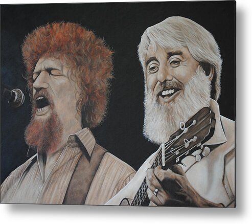 Luke Kelly Metal Print featuring the painting Luke Kelly and Ronnie Drew by David Dunne