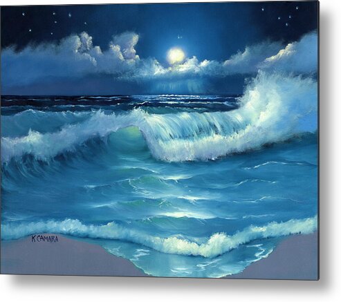 Seascape Metal Print featuring the painting Lullaby in Moonlight by Kathie Camara