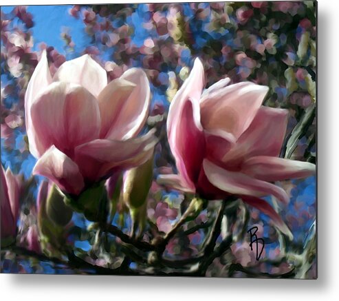 Magnolia Metal Print featuring the digital art Magnolia Blossoms by Ric Darrell