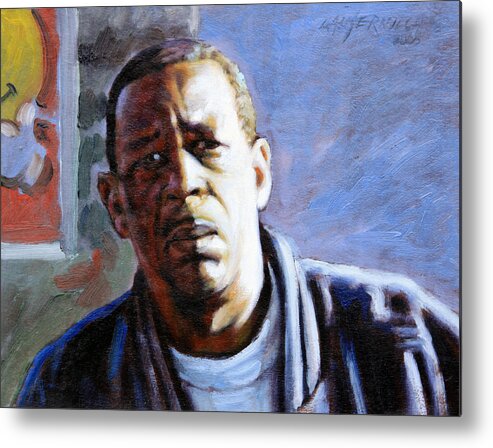 African American Metal Print featuring the painting Man in Morning Sunlight by John Lautermilch