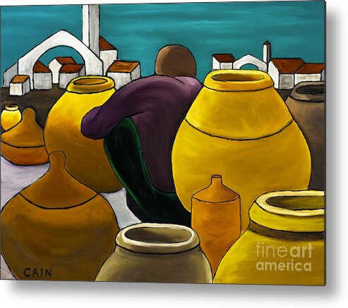 Pots Metal Print featuring the painting Man Selling Pots by William Cain