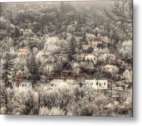 Snow Metal Print featuring the photograph Manitou to the South in Snow Close Up by Lanita Williams