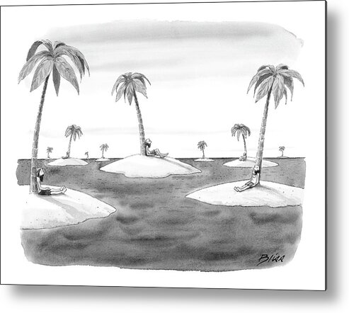 Vacation Metal Print featuring the drawing Many Desert Islands by Harry Bliss