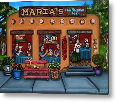 Folk Art Metal Print featuring the painting Maria's New Mexican Restaurant by Victoria De Almeida
