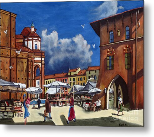 Mediterranean Art Metal Print featuring the painting Marketplace by William Cain