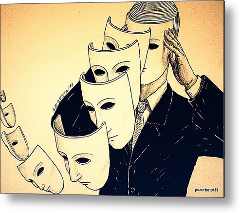 Mask Of Day By Day Metal Print featuring the digital art Mask Of Day By Day by Paulo Zerbato