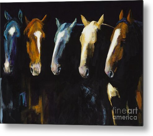 Equine Art Metal Print featuring the painting Meeting Of The Minds by Frances Marino