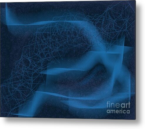 Blue Art Metal Print featuring the digital art Membrane of Life by Joan-Violet Stretch