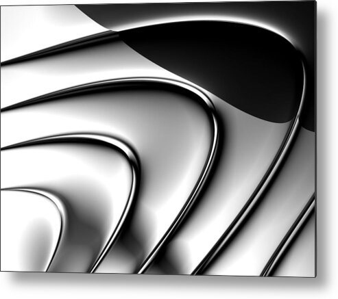 Minimalist Metal Print featuring the digital art Minimalist abstract digital fractal art white silver black by Matthias Hauser