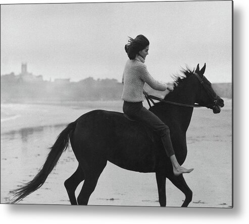 Animal Metal Print featuring the photograph Minnie Cushing Riding A Horse by Toni Frissell