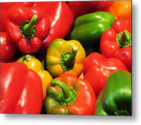 Foods Metal Print featuring the photograph Mixed Bell Peppers by Gerry Bates