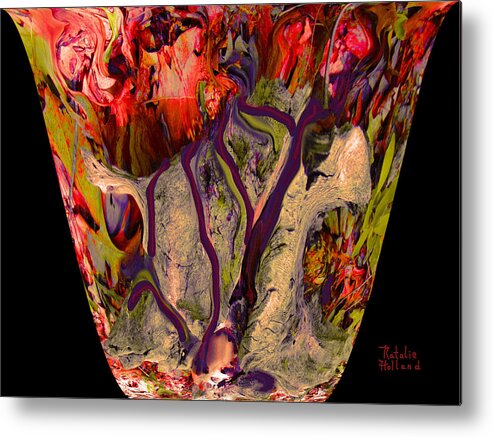 Venetian Metal Print featuring the mixed media Mom's Venetian Glass Vase 4 by Natalie Holland