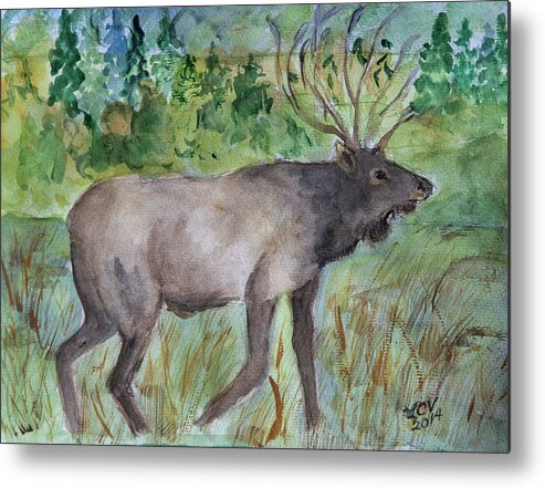 Elk Metal Print featuring the painting Montana Elk by Lucille Valentino