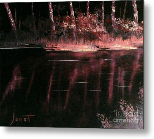 Landscape Metal Print featuring the painting Moonlight in pink by K Alan Jarrett